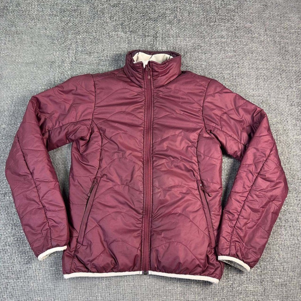 Mountain Equipment Co-op Puffer Jacket Womens XS Burgundy Wave Quilt Insulated